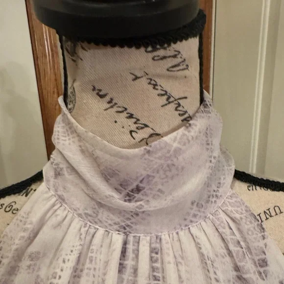 White House Black Market purple and white snake skin halter top - removable bow - Picture 9 of 14